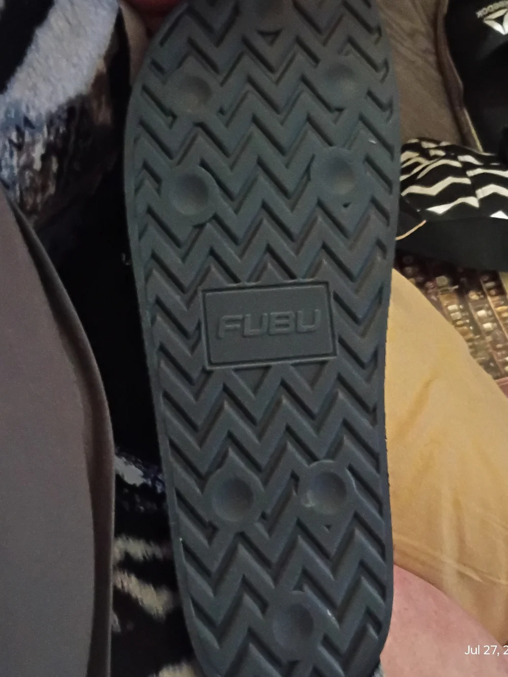Black Fubu Slide Sandals with Raised Logo